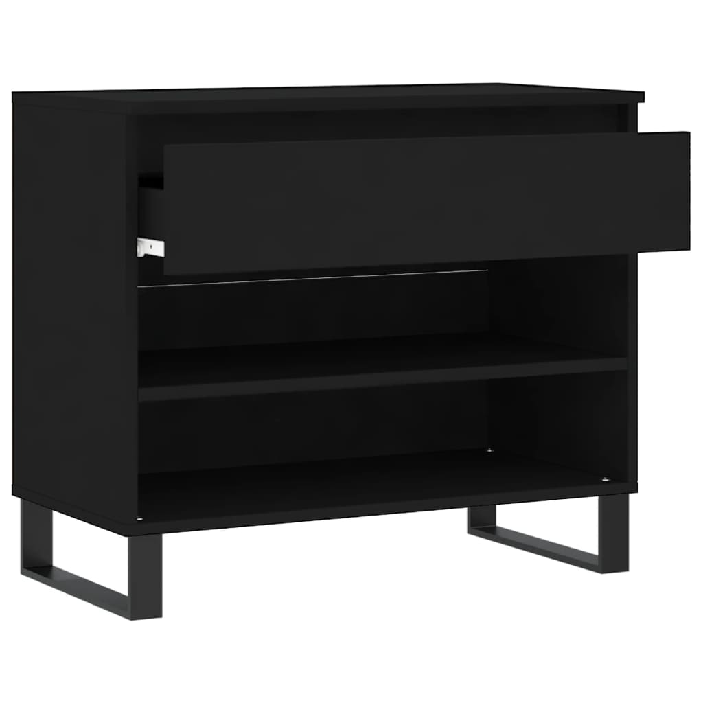 vidaXL Shoe Cabinet Black 70x36x60 cm Engineered Wood