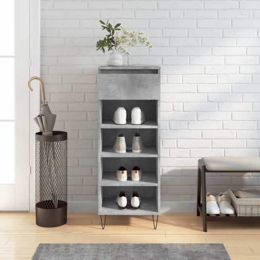 vidaXL Shoe Cabinet Concrete Grey 40x36x105 cm Engineered Wood