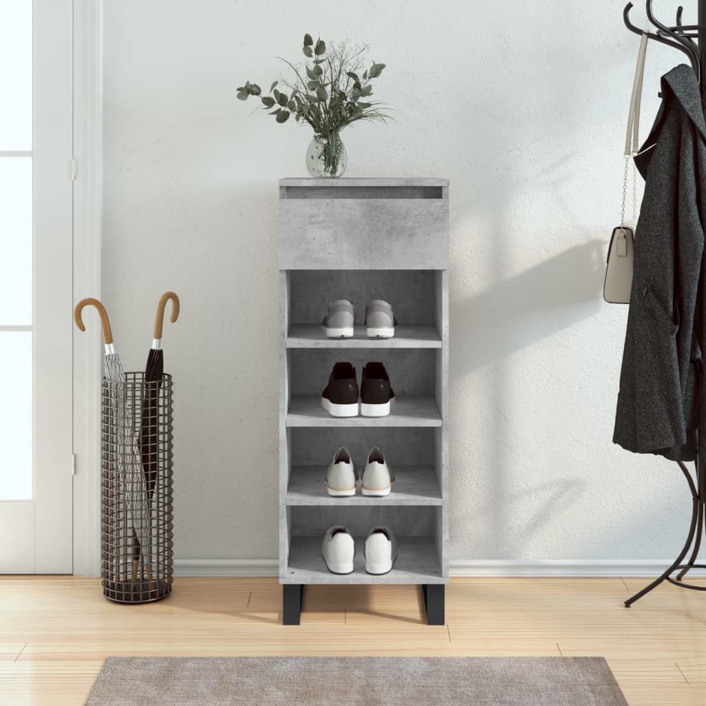 vidaXL Shoe Cabinet Concrete Grey 40x36x105 cm Engineered Wood