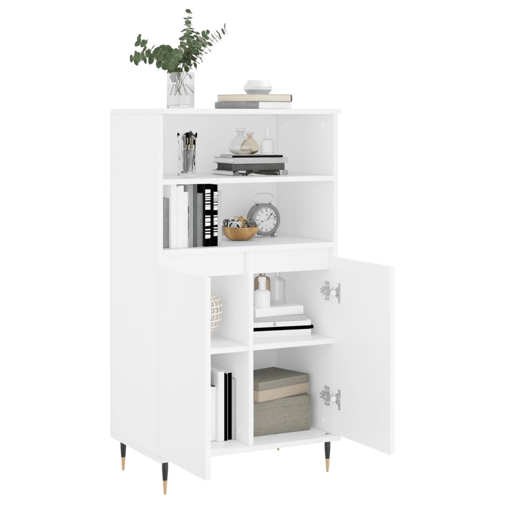 Highboard White 60x36x110 cm Engineered Wood