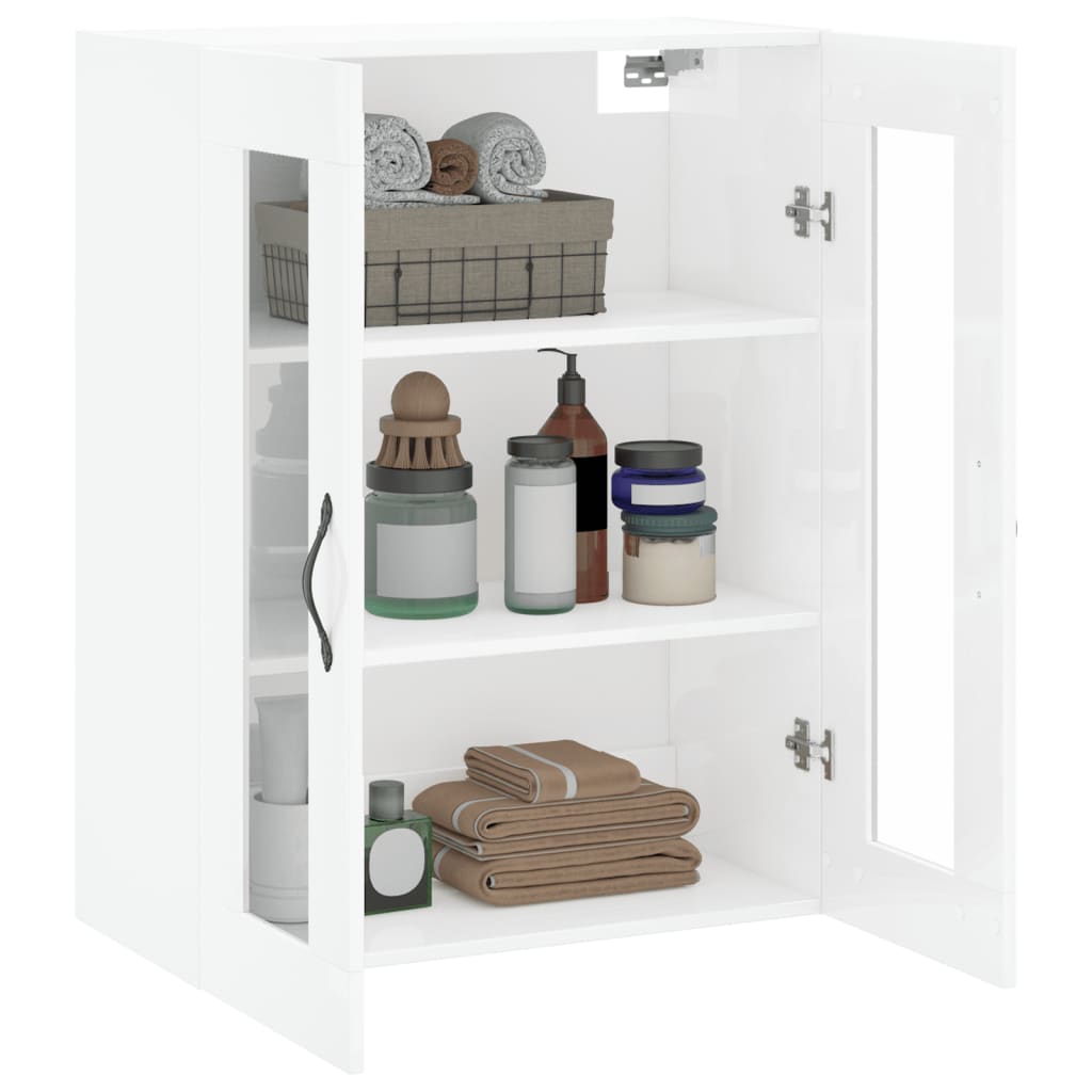 Wall Mounted Cabinet High Gloss White 69.5x34x90 cm Engineered Wood