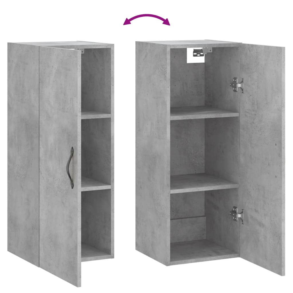 vidaXL Wall Mounted Cabinet Concrete Grey 34.5x34x90 cm Engineered Wood