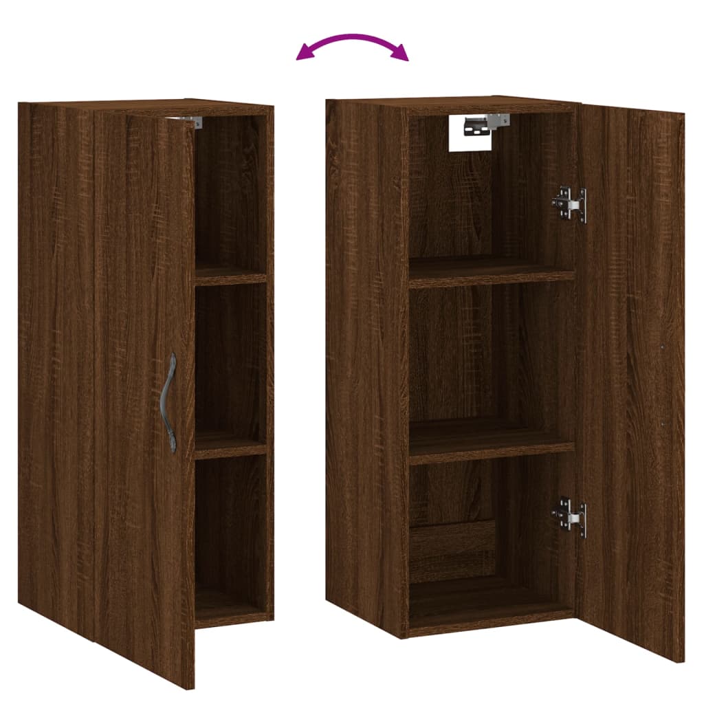 vidaXL Wall Mounted Cabinet Brown Oak 34.5x34x90 cm Engineered Wood