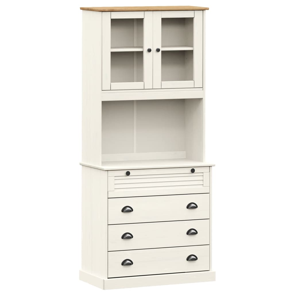 Highboard VIGO White 80x40x176 cm Solid Wood Pine