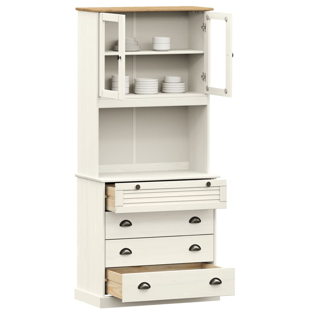 Highboard VIGO White 80x40x176 cm Solid Wood Pine