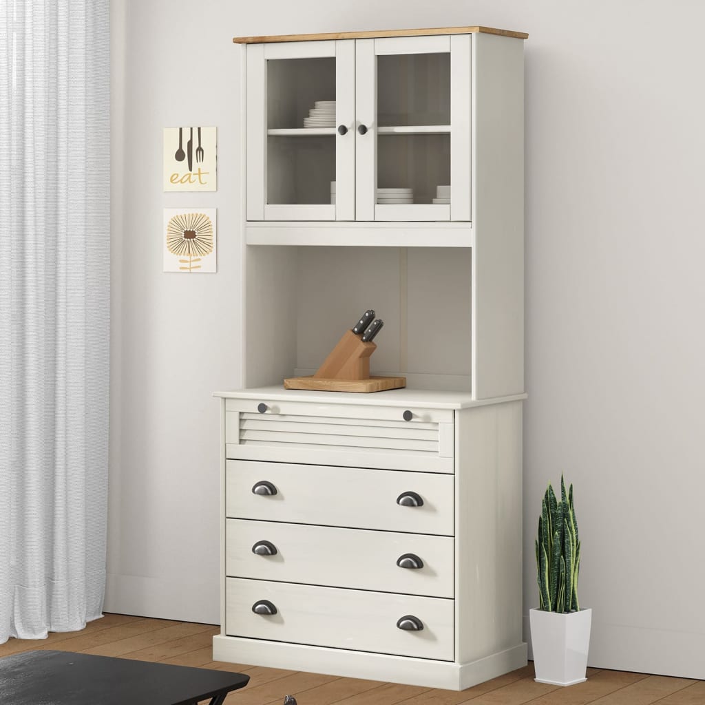 Highboard VIGO White 80x40x176 cm Solid Wood Pine