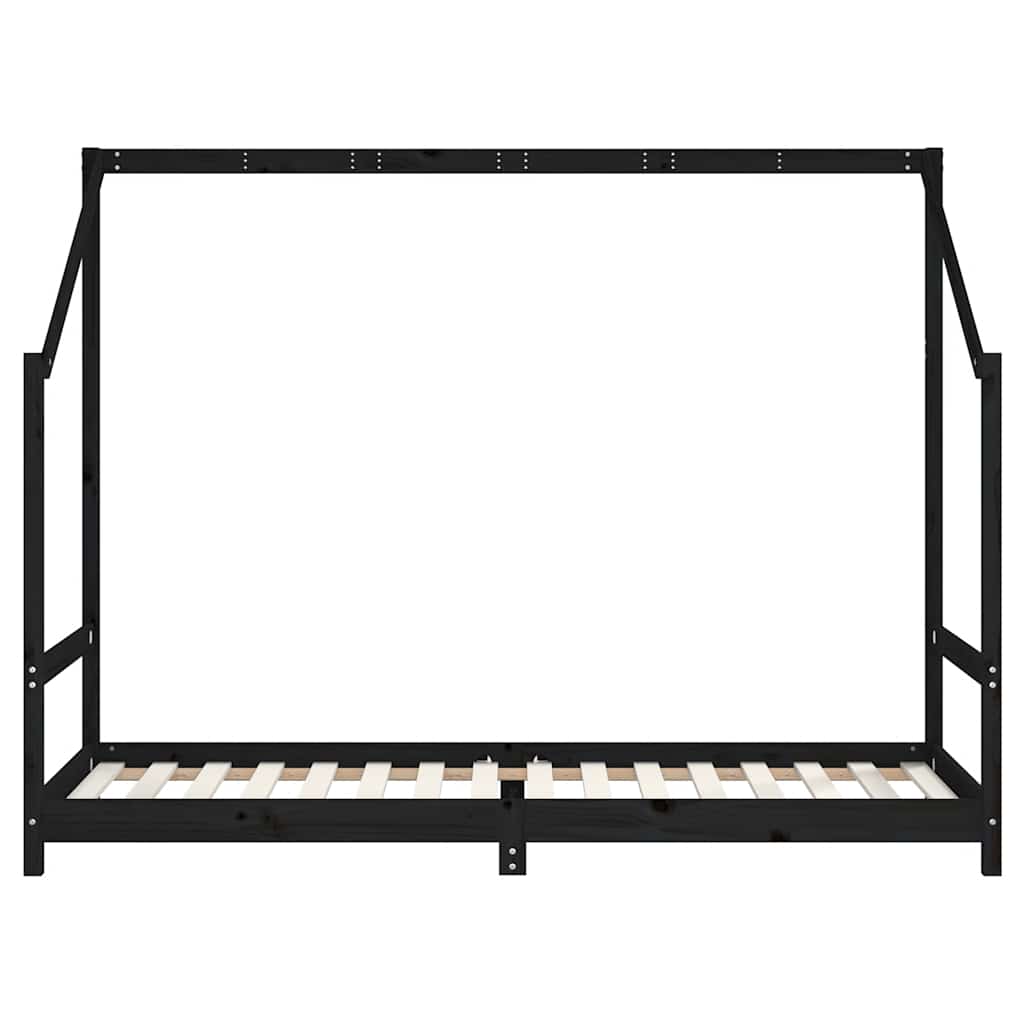 Kids Bed Frame Black 80x200 cm Solid Wood Pine