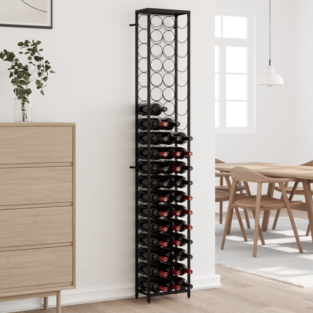 vidaXL Wine Rack for 57 Bottles Black 34x18x200 cm Wrought Iron