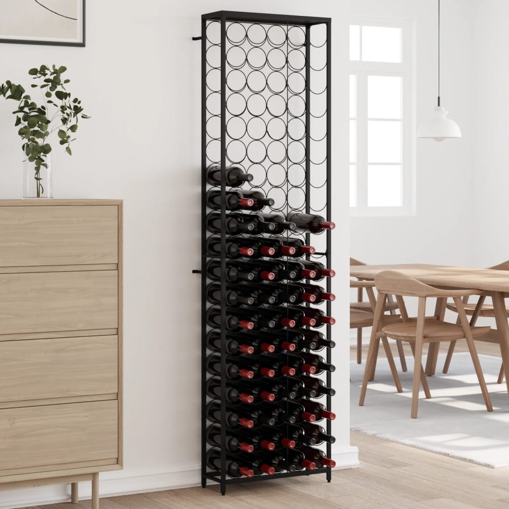 vidaXL Wine Rack for 95 Bottles Black 54x18x200 cm Wrought Iron