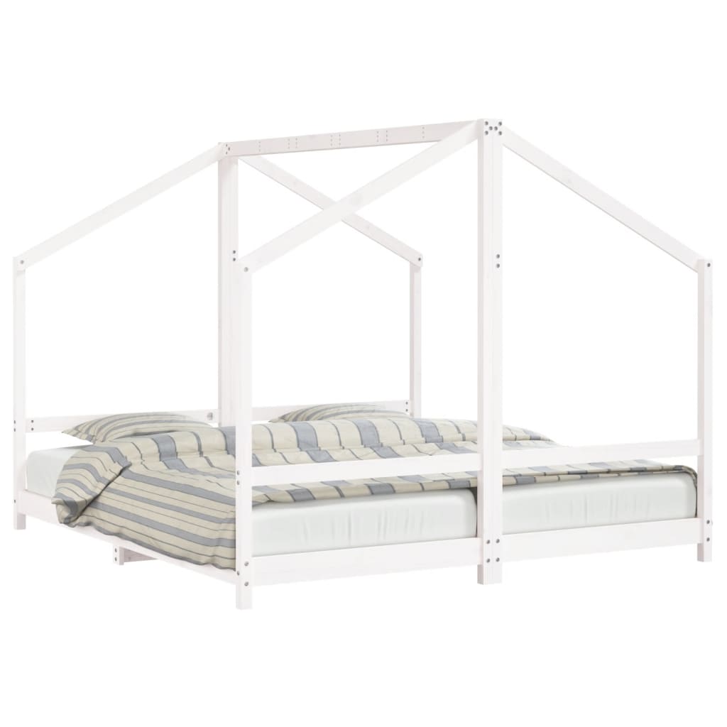 vidaXL Kids Bed Frame White 2x(90x200) cm Solid Wood Pine