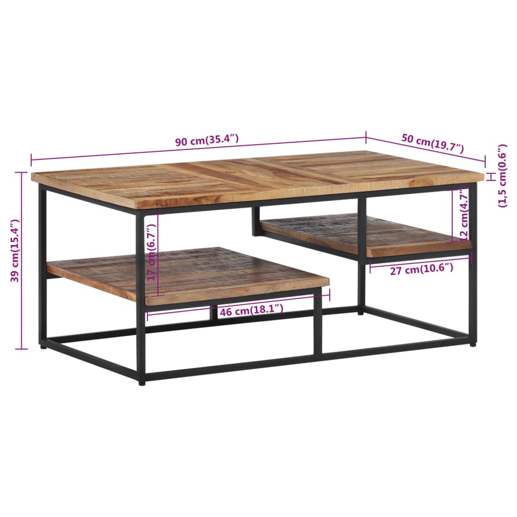 Coffee Table 90x50x39 cm Solid Reclaimed Teak