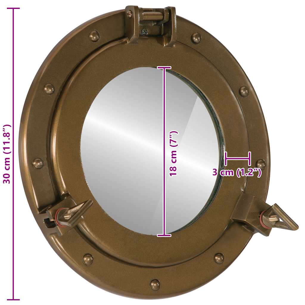  Porthole Mirror Wall Hanging Ø30 cm Aluminium and Glass