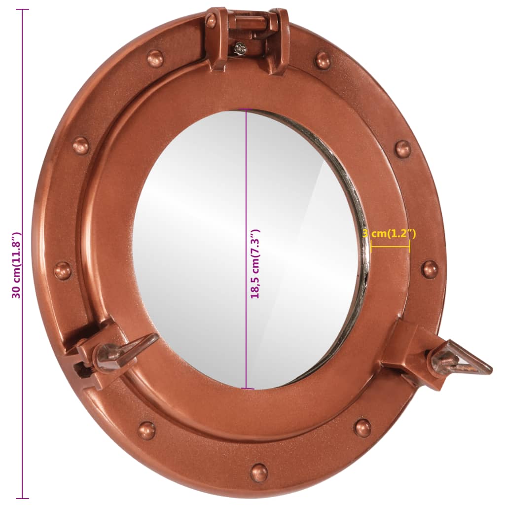 vidaXL Porthole Mirror Wall Hanging Ø30 cm Aluminium and Glass