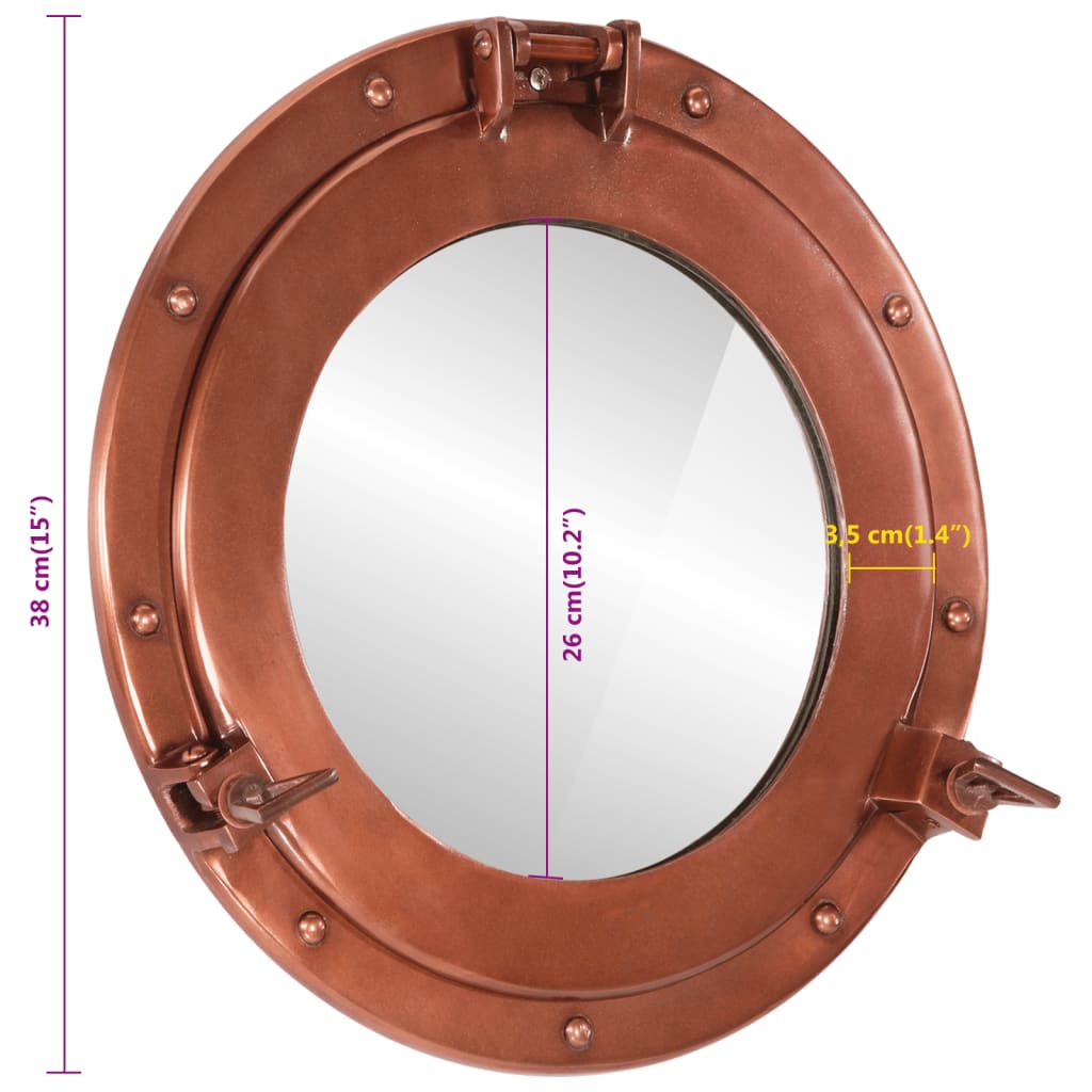 vidaXL Porthole Mirror Wall Hanging Ø38 cm Aluminium and Glass