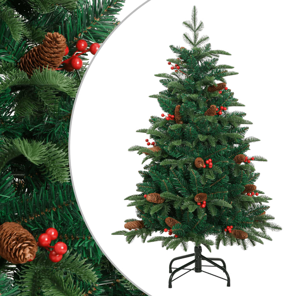 vidaXL Artificial Hinged Christmas Tree with Cones and Berries 120 cm