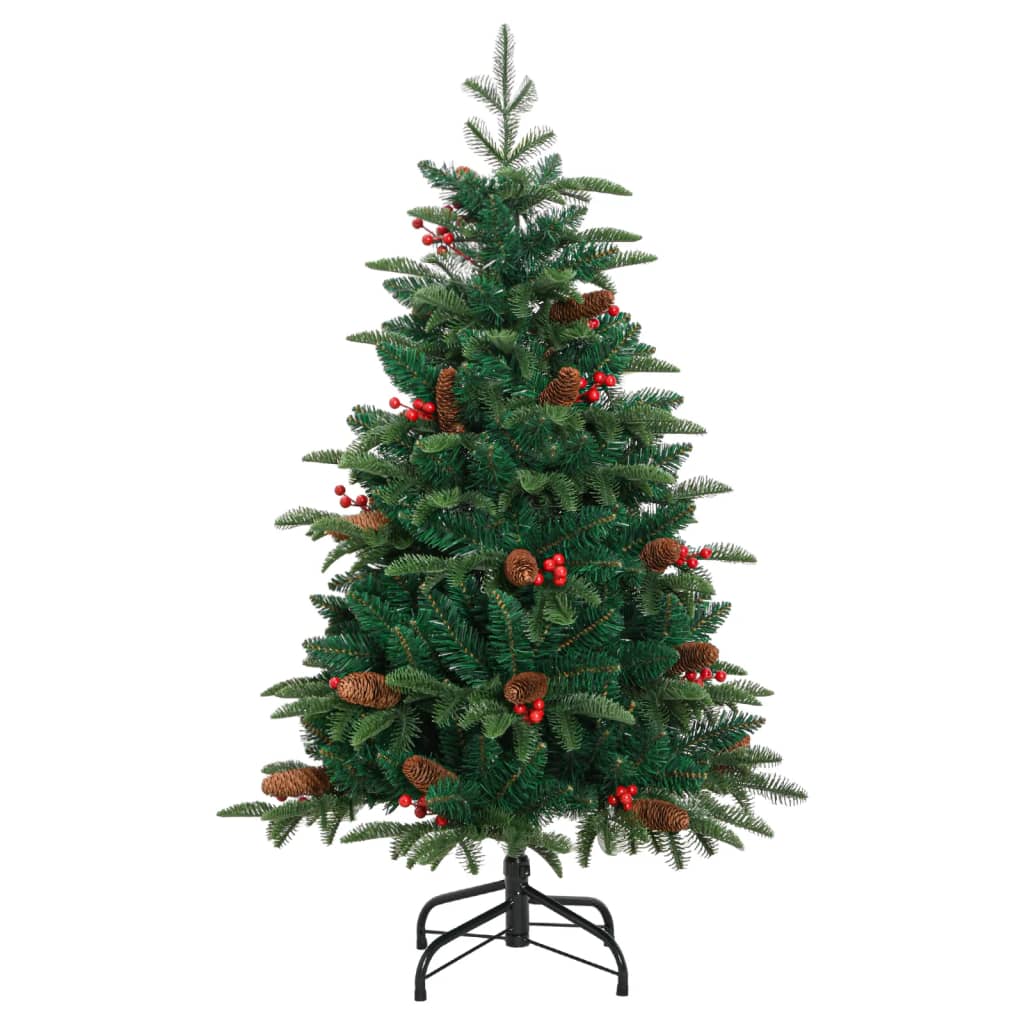 vidaXL Artificial Hinged Christmas Tree with Cones and Berries 120 cm