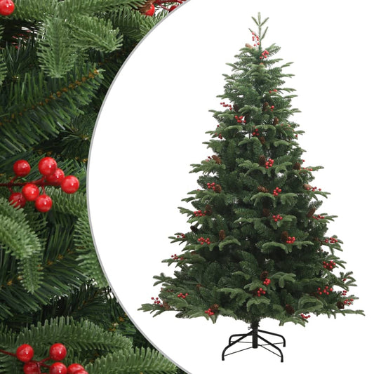 vidaXL Artificial Hinged Christmas Tree with Cones and Berries 180 cm