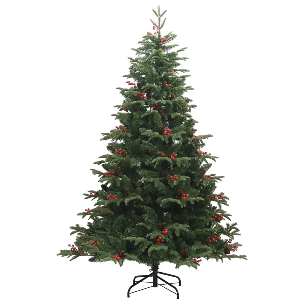 vidaXL Artificial Hinged Christmas Tree with Cones and Berries 180 cm