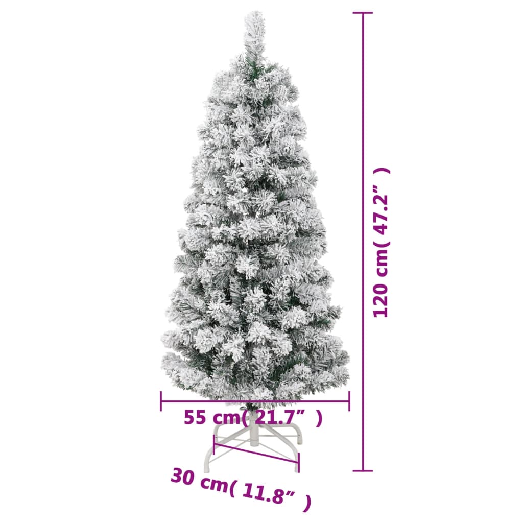 vidaXL Artificial Hinged Christmas Tree with Flocked Snow 120 cm