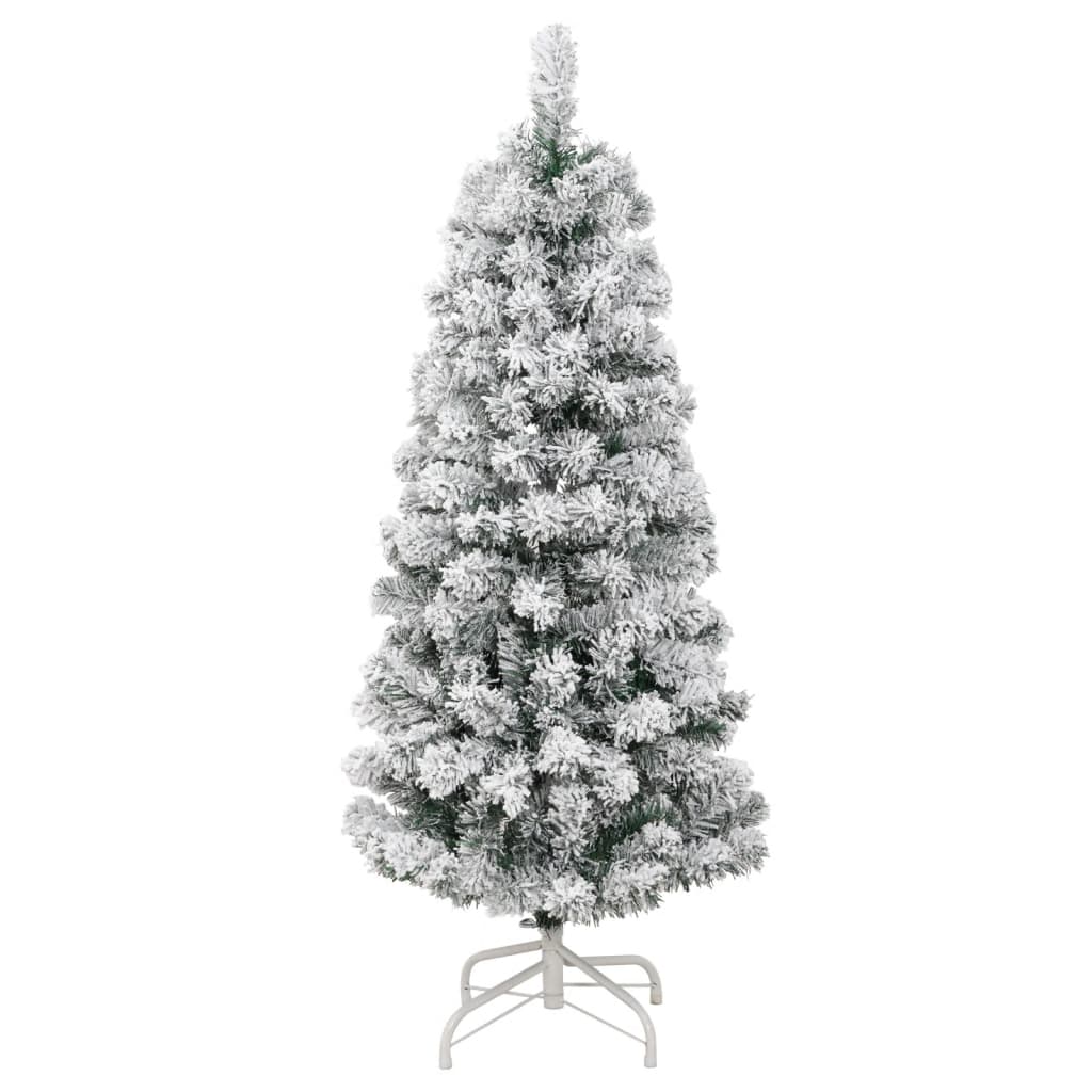 vidaXL Artificial Hinged Christmas Tree with Flocked Snow 150 cm