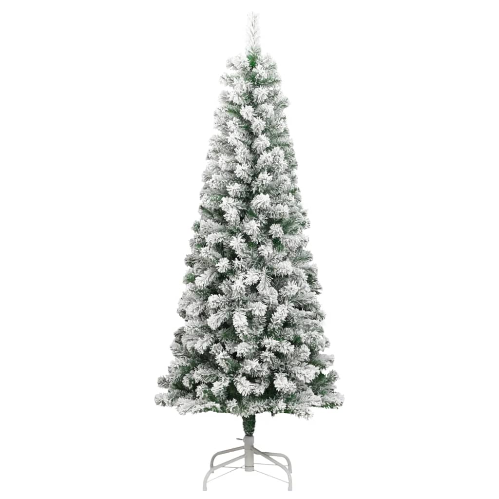 vidaXL Artificial Hinged Christmas Tree with Flocked Snow 210 cm