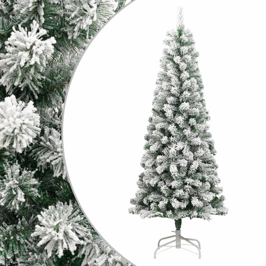 vidaXL Artificial Hinged Christmas Tree with Flocked Snow 240 cm