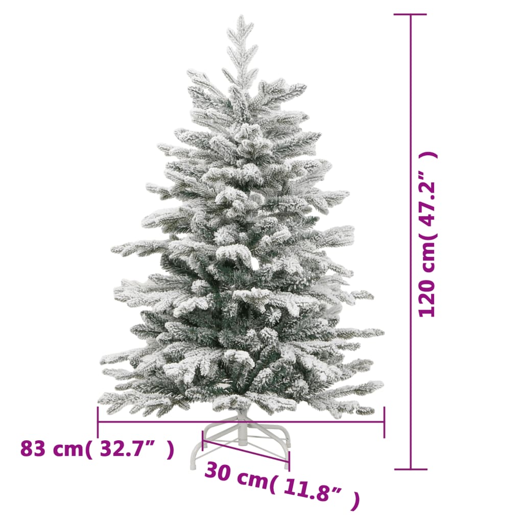 vidaXL Artificial Hinged Christmas Tree with Flocked Snow 120 cm