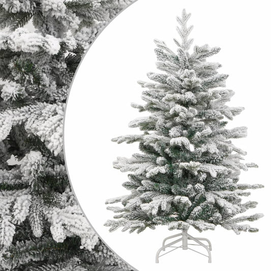 vidaXL Artificial Hinged Christmas Tree with Flocked Snow 210 cm