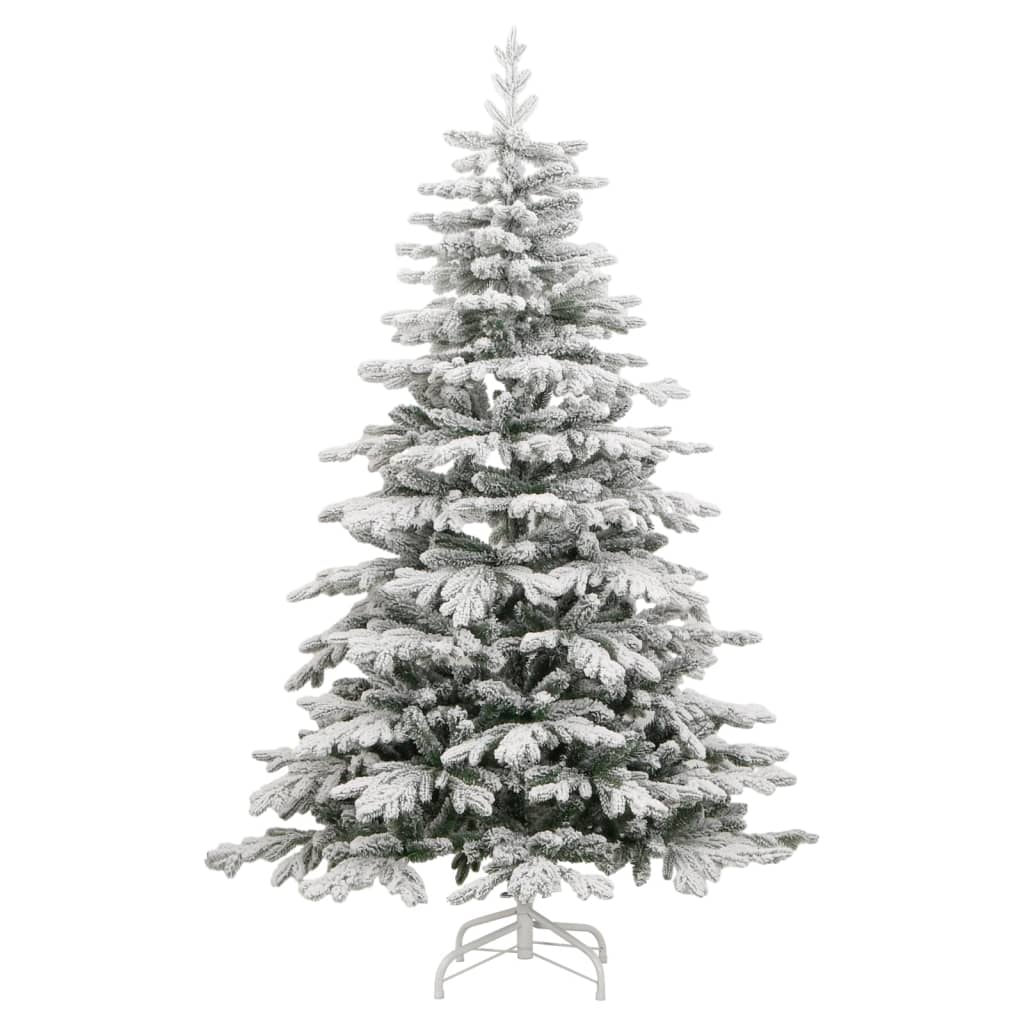 vidaXL Artificial Hinged Christmas Tree with Flocked Snow 210 cm