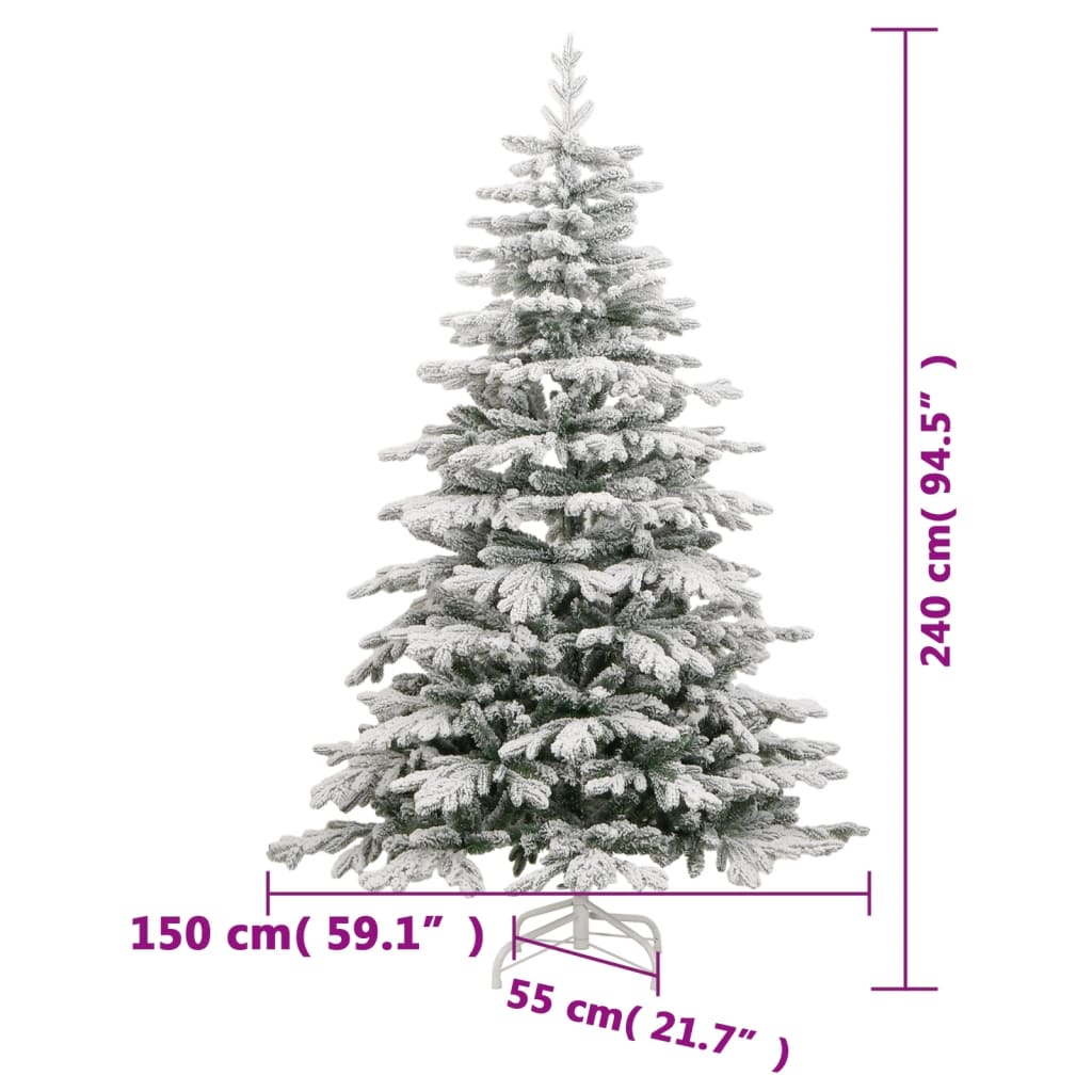 vidaXL Artificial Hinged Christmas Tree with Flocked Snow 240 cm