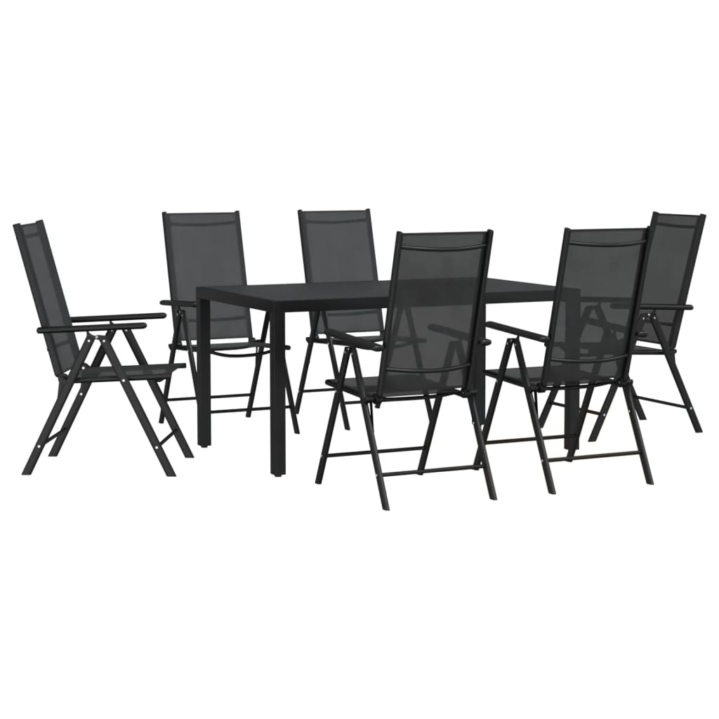 Garden Dining Set | Black | Powder-coated aluminium, WPC, Textilene