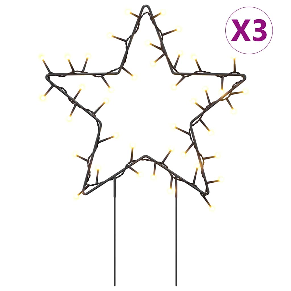 Christmas Light Decorations with Spikes 3 pcs Star 50 LEDs 29cm