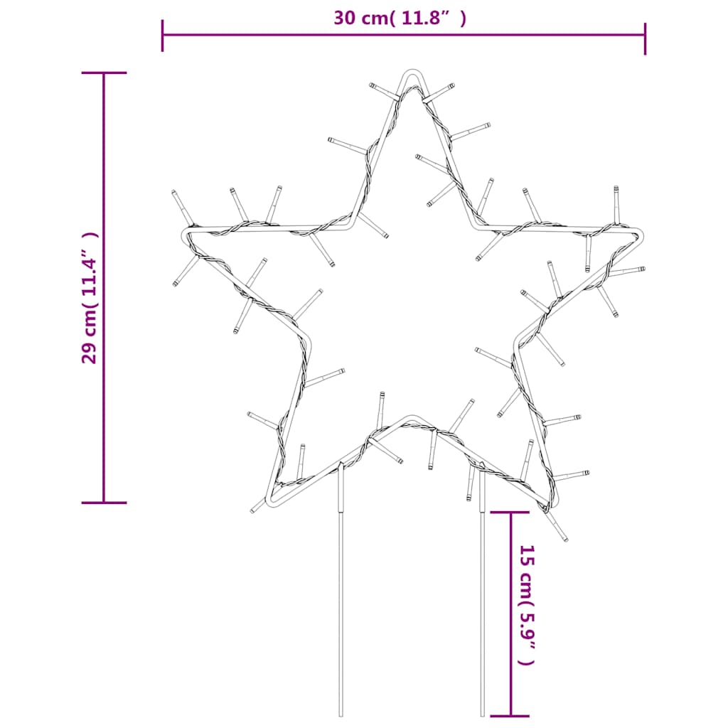Christmas Light Decorations with Spikes 3 pcs Star 50 LEDs 29cm