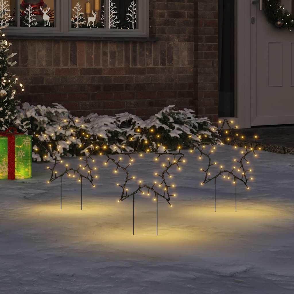 Christmas Light Decorations with Spikes 3 pcs Star 50 LEDs 29cm