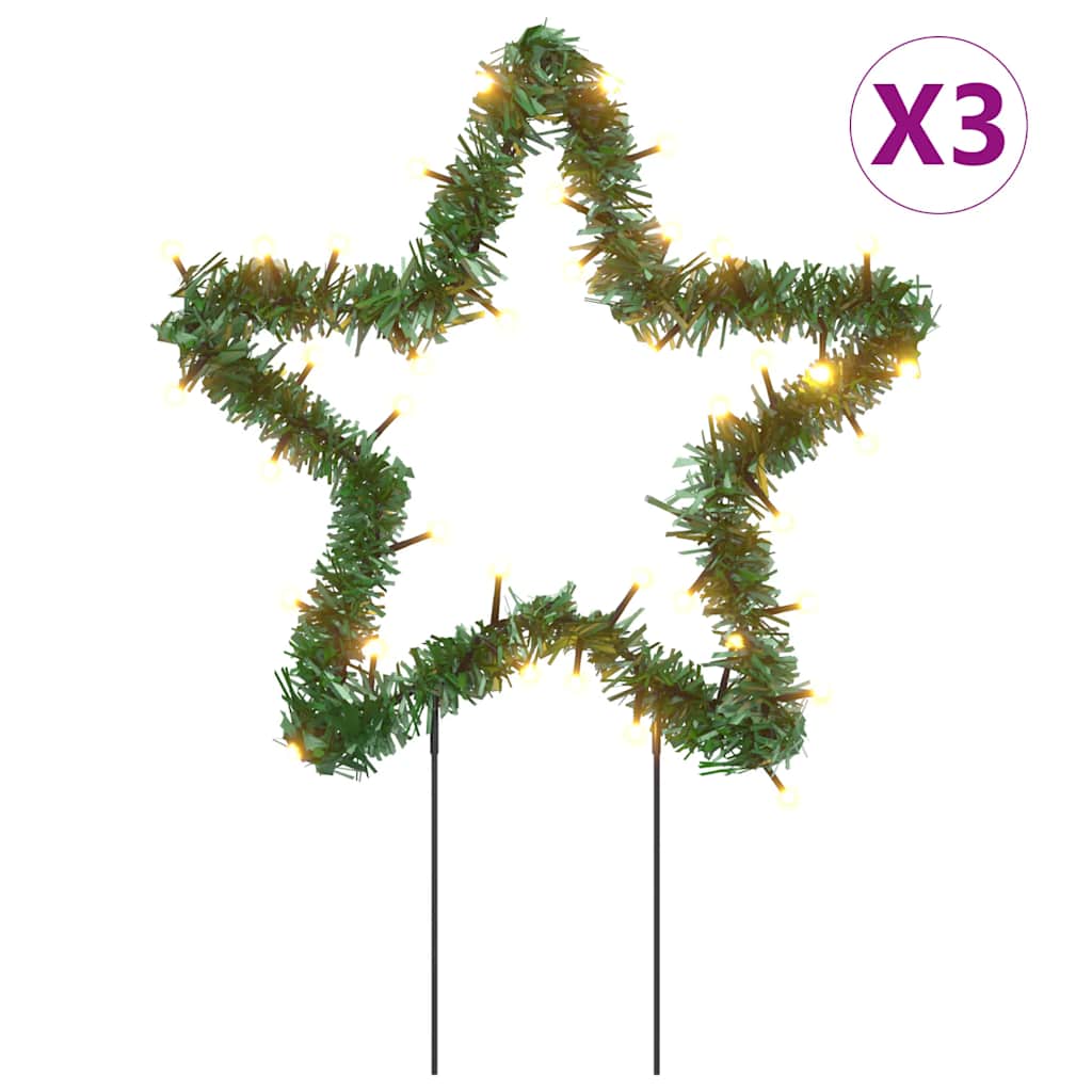 Christmas Light Decorations with Spikes 3 pcs Star 50 LEDs 29 cm