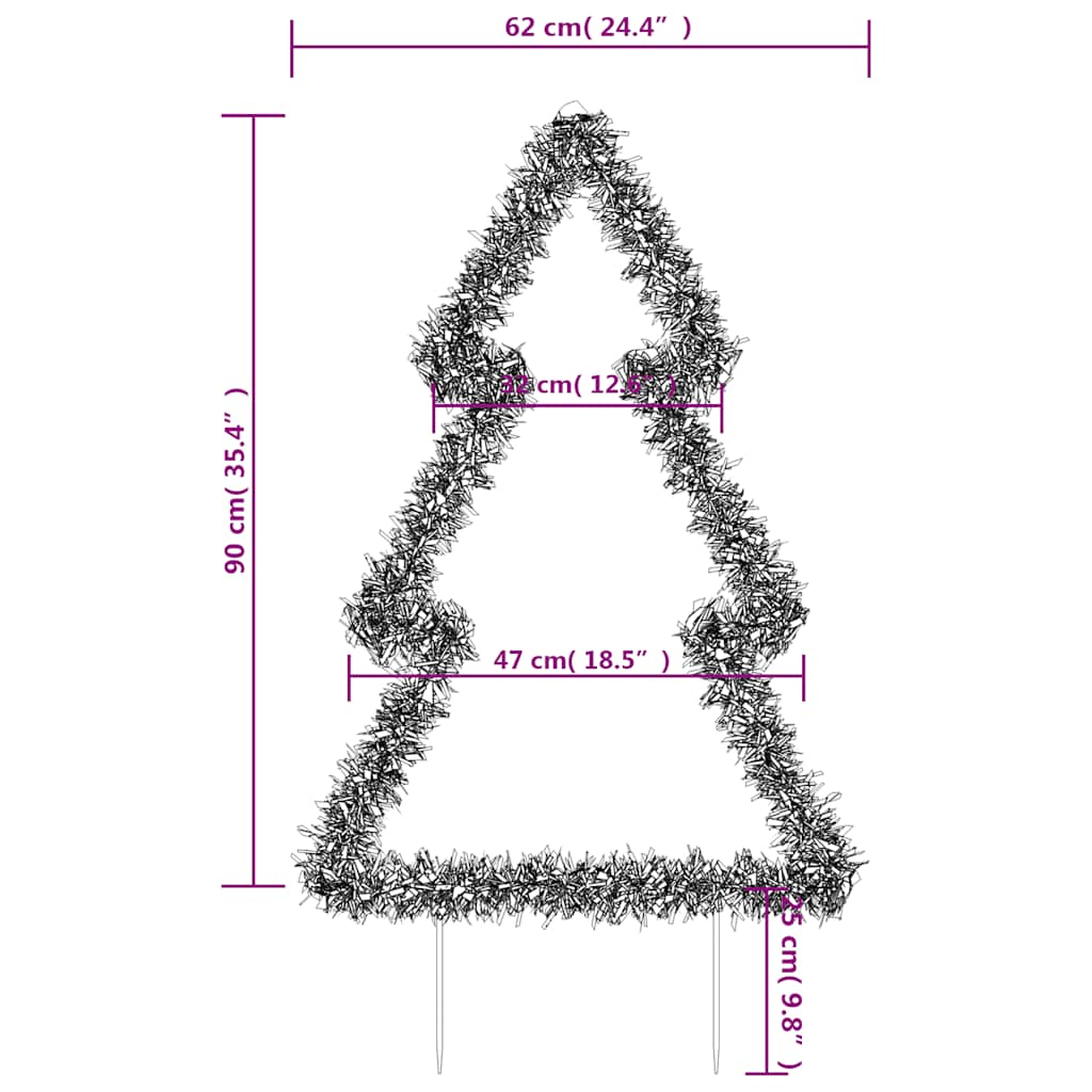 vidaXL Christmas Light Decoration with Ground Spikes Tree 115 LEDs 90 cm