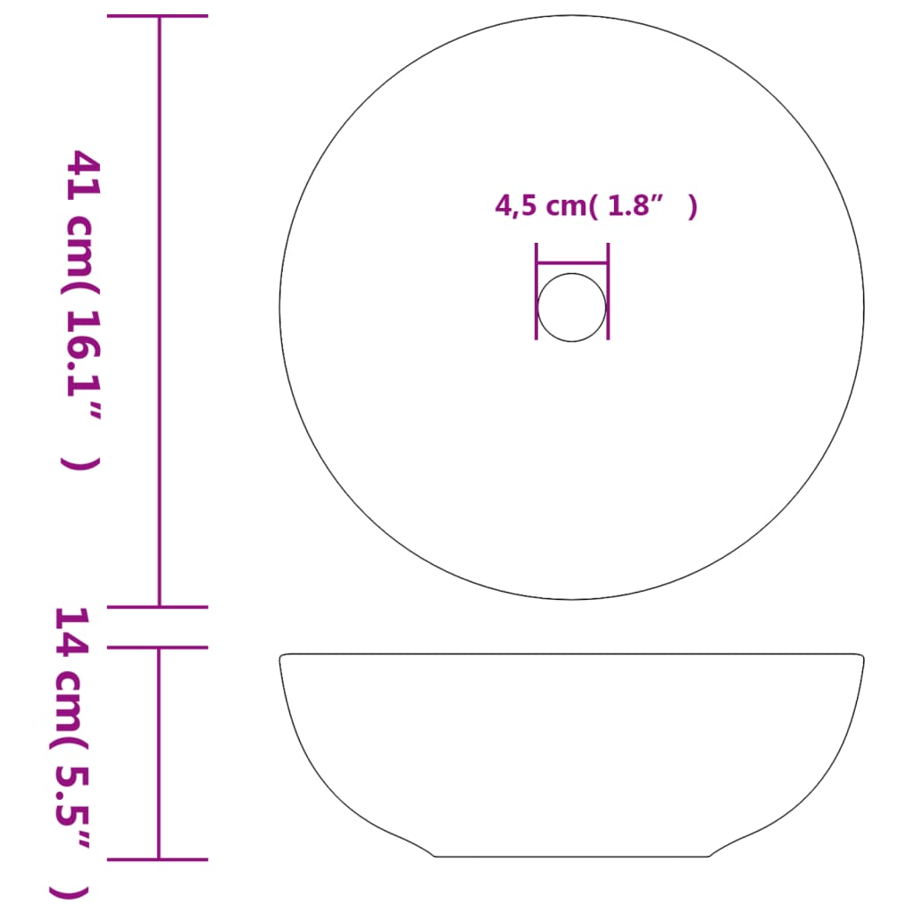 vidaXL Countertop Basin White and Blue Round Φ41x14 cm Ceramic