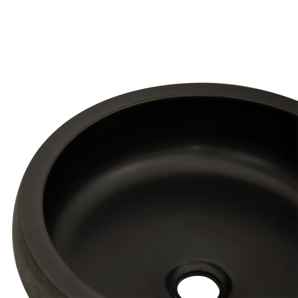 vidaXL Countertop Basin Black and Brown Round Φ41x14 cm Ceramic