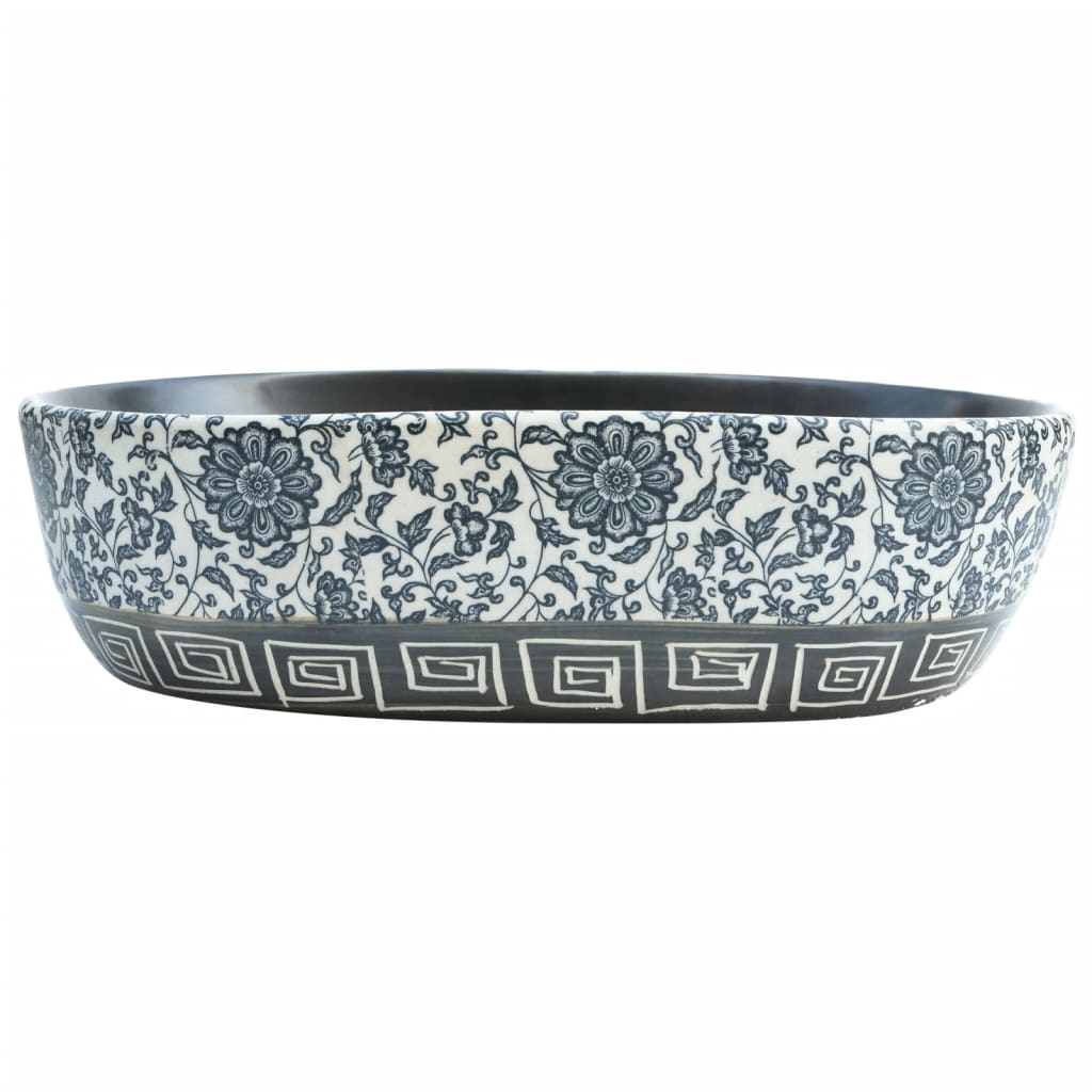 vidaXL Countertop Basin Black and Blue Oval 47x33x13 cm Ceramic