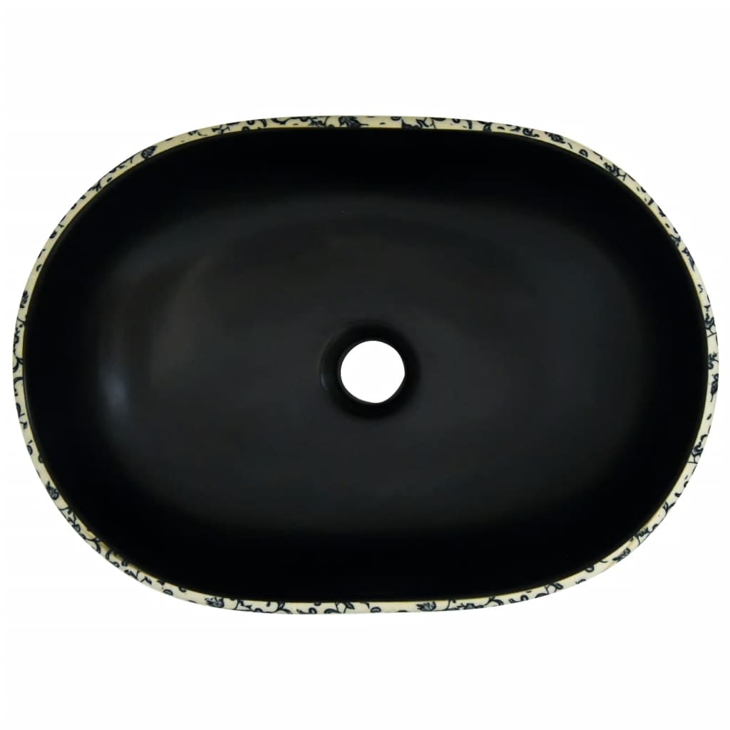 vidaXL Countertop Basin Black and Blue Oval 47x33x13 cm Ceramic