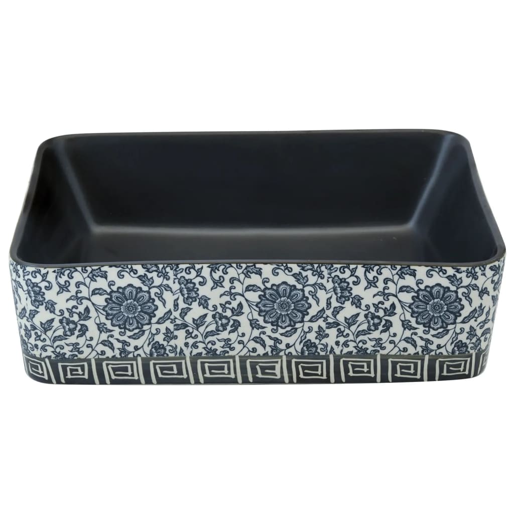 vidaXL Countertop Basin Black and Blue Rectangular 46x35.5x13 cm Ceramic