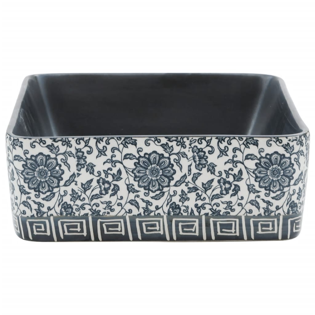 vidaXL Countertop Basin Black and Blue Rectangular 46x35.5x13 cm Ceramic