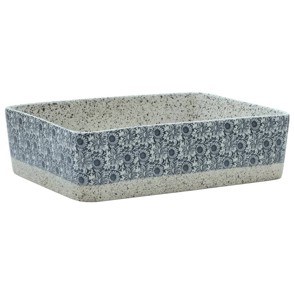 vidaXL Countertop Basin Grey and Blue Rectangular 46x35.5x13 cm Ceramic