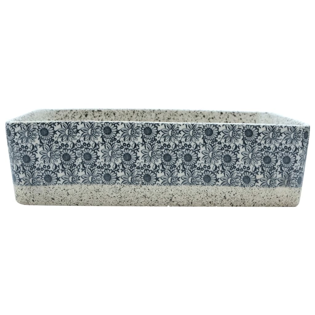 vidaXL Countertop Basin Grey and Blue Rectangular 46x35.5x13 cm Ceramic