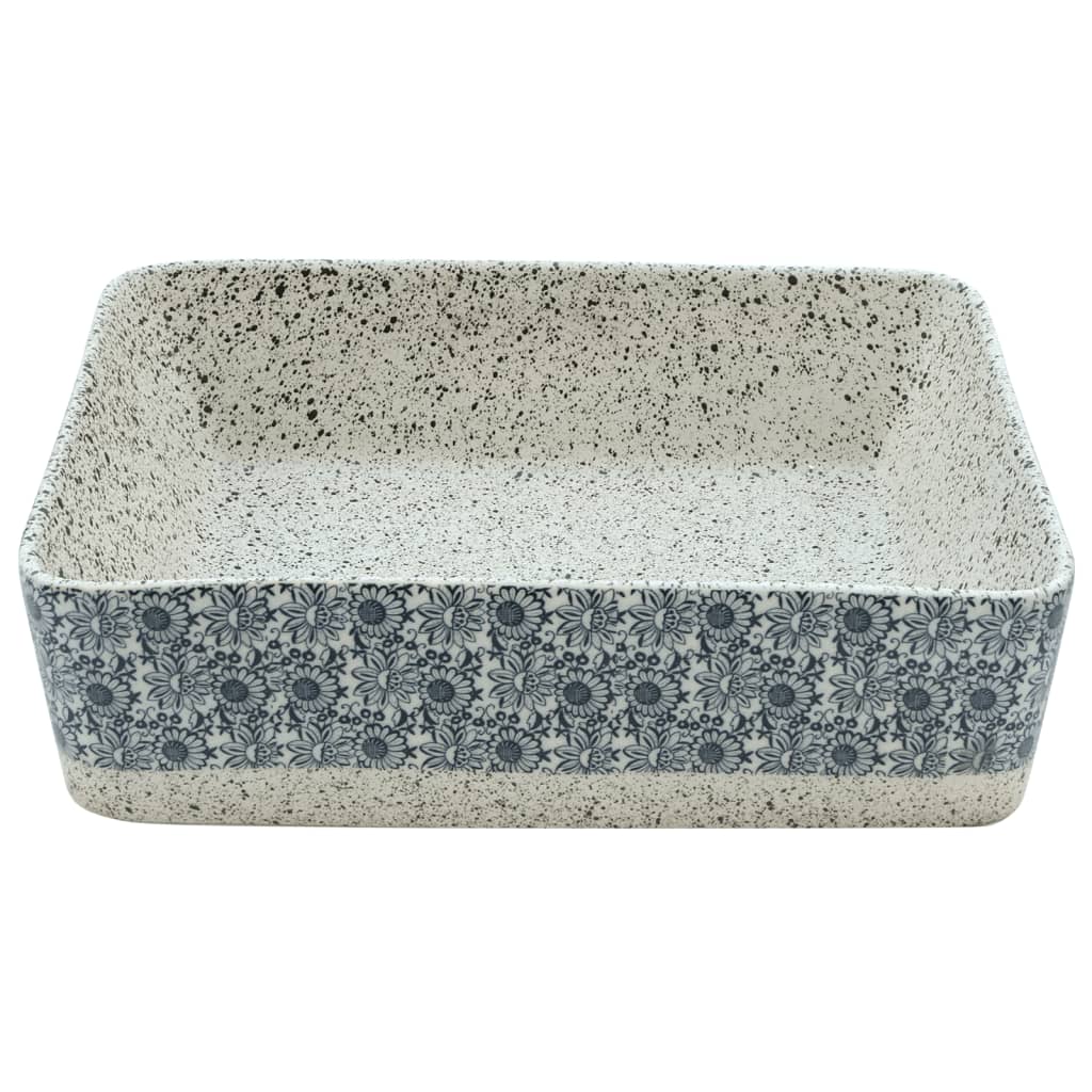 vidaXL Countertop Basin Grey and Blue Rectangular 46x35.5x13 cm Ceramic