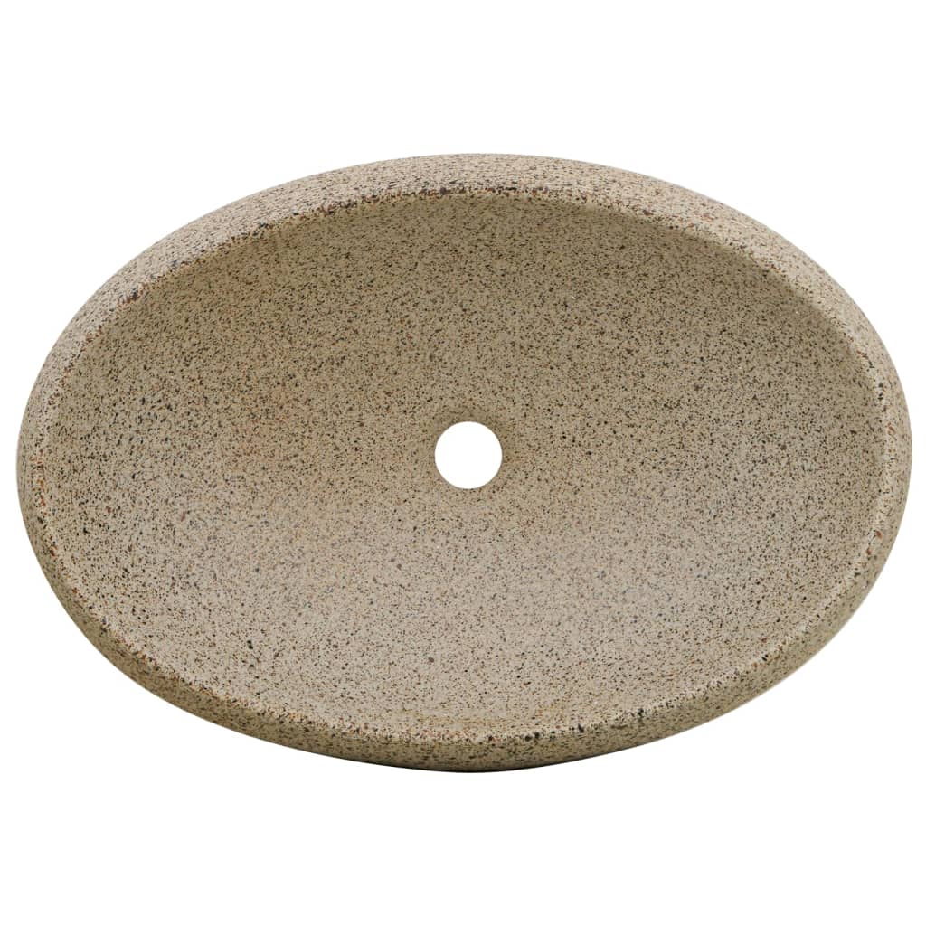 vidaXL Countertop Basin Sand Oval 59x40x15 cm Ceramic