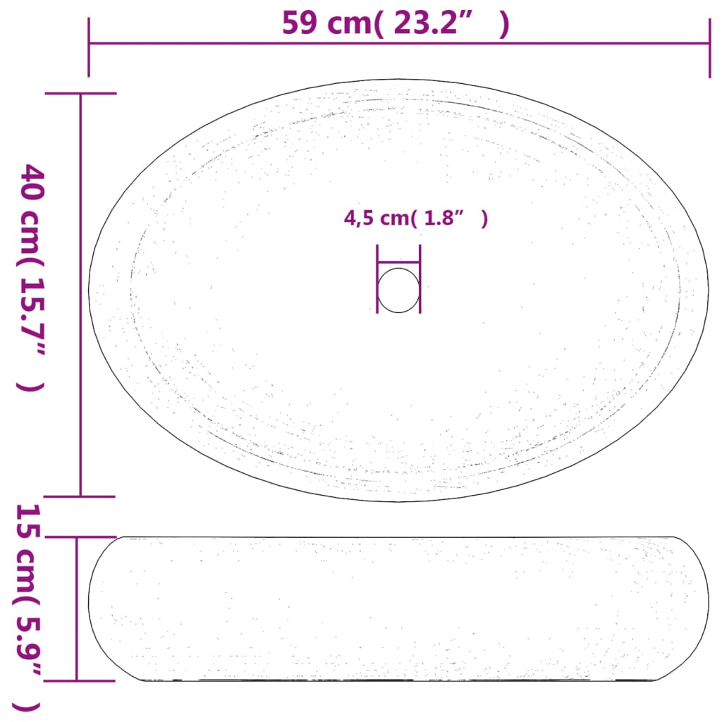 vidaXL Countertop Basin Sand Oval 59x40x15 cm Ceramic