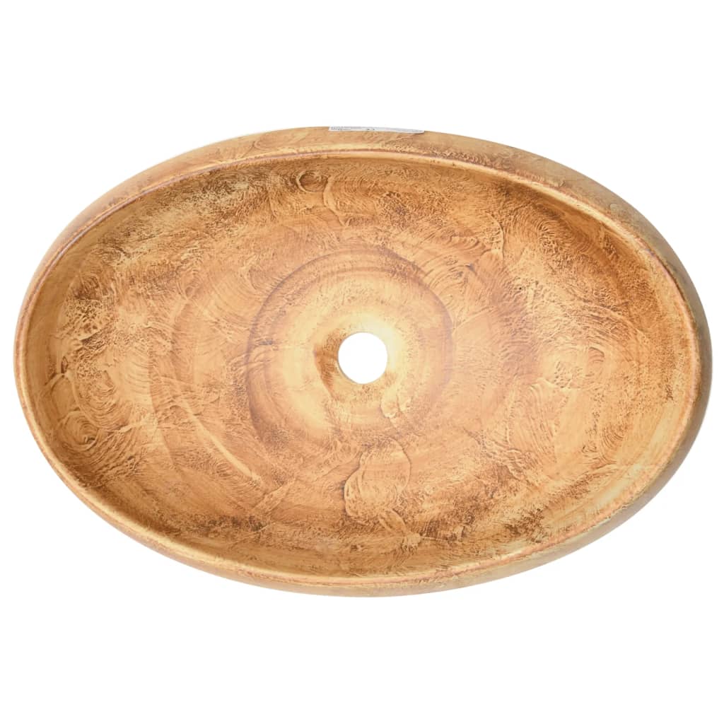 vidaXL Countertop Basin Brown Oval 59x40x15 cm Ceramic