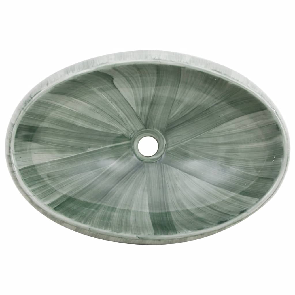 vidaXL Countertop Basin Green Oval 59x40x15 cm Ceramic