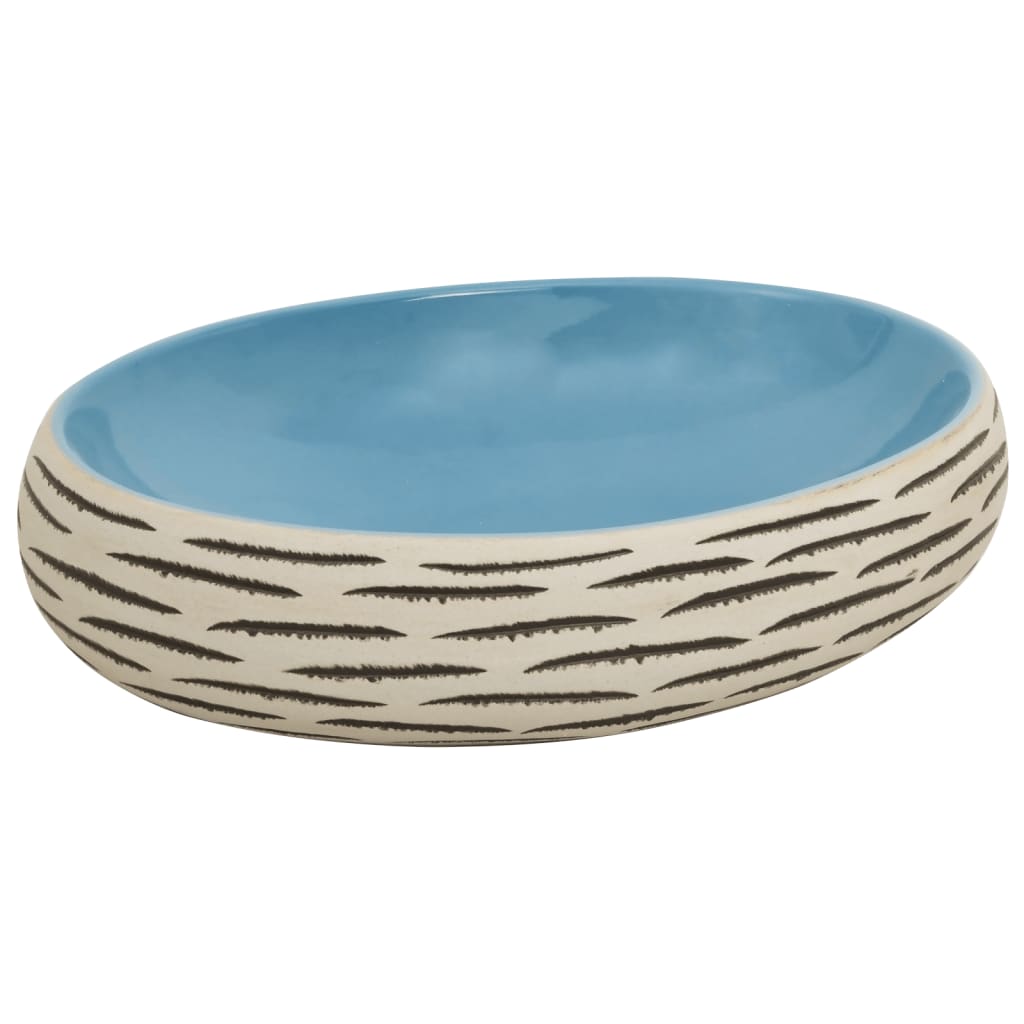 vidaXL Countertop Basin Multicolour Oval 59x40x15 cm Ceramic